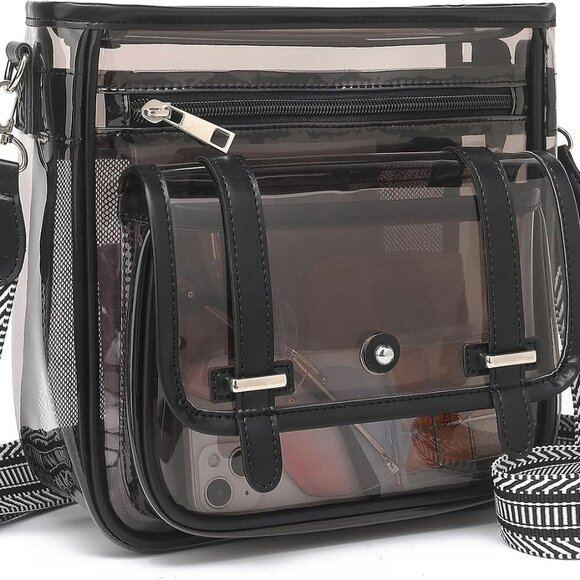 Clear Purse, PVC Clear Crossbody Bags for Women Heavy Duty Transparent Bag for S - Picture 1 of 9